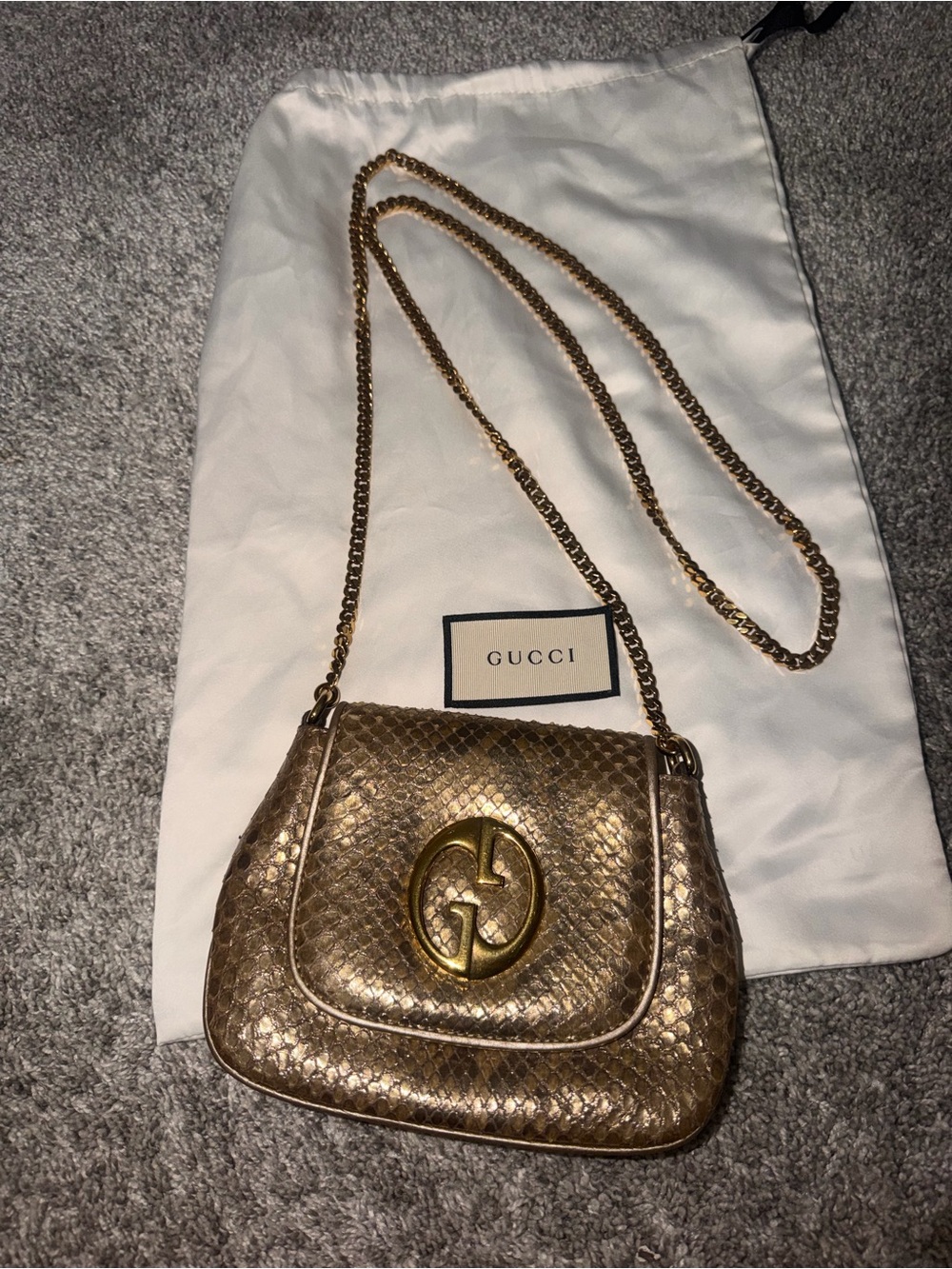 Bag Gucci 1973 Small in Python leather Gold/Metallic